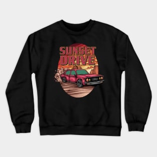 Drive a car under the sunset Crewneck Sweatshirt